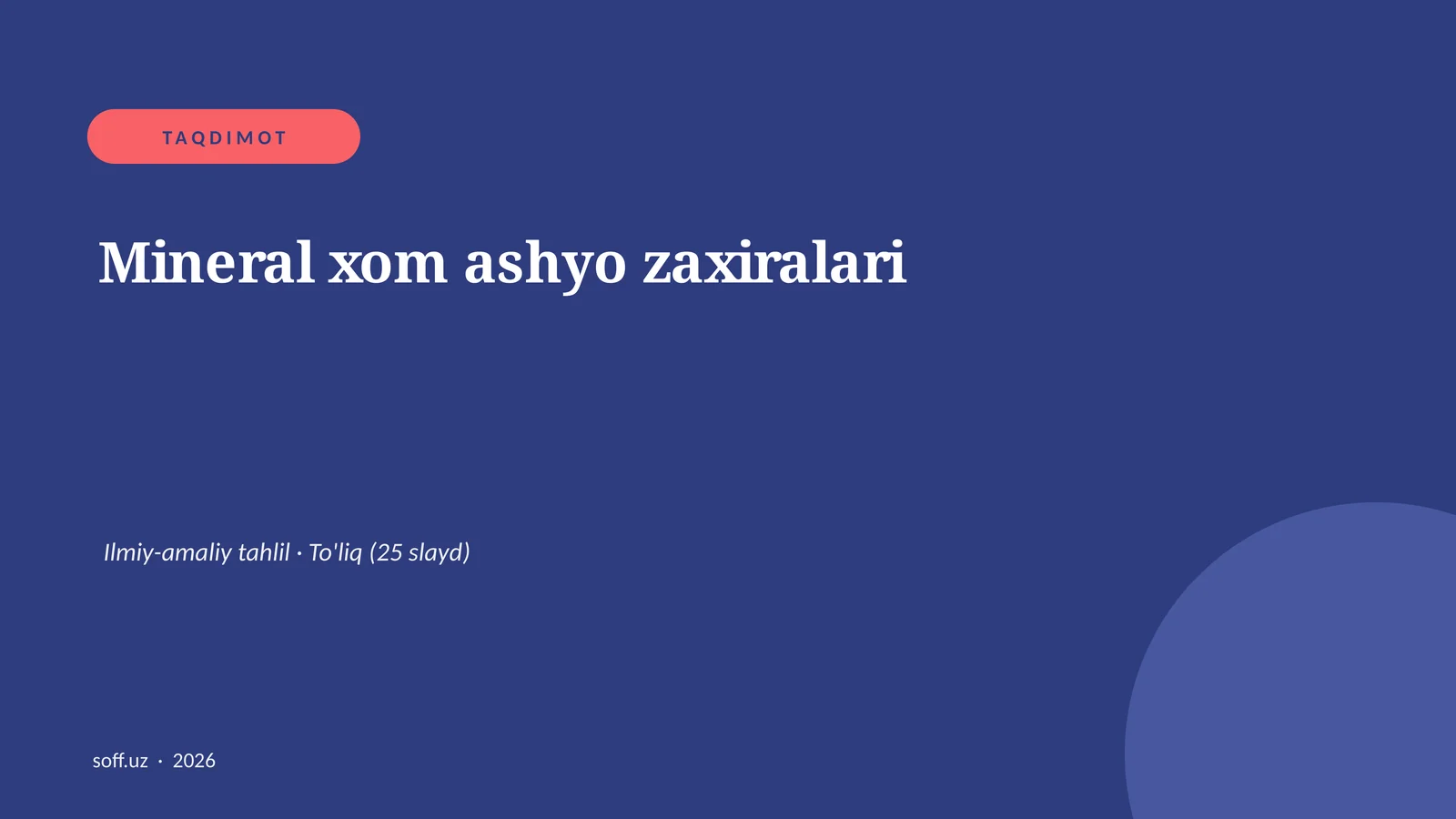 Mineral xom ashyo zaxiralari Ilmiy-amaliy tahlil