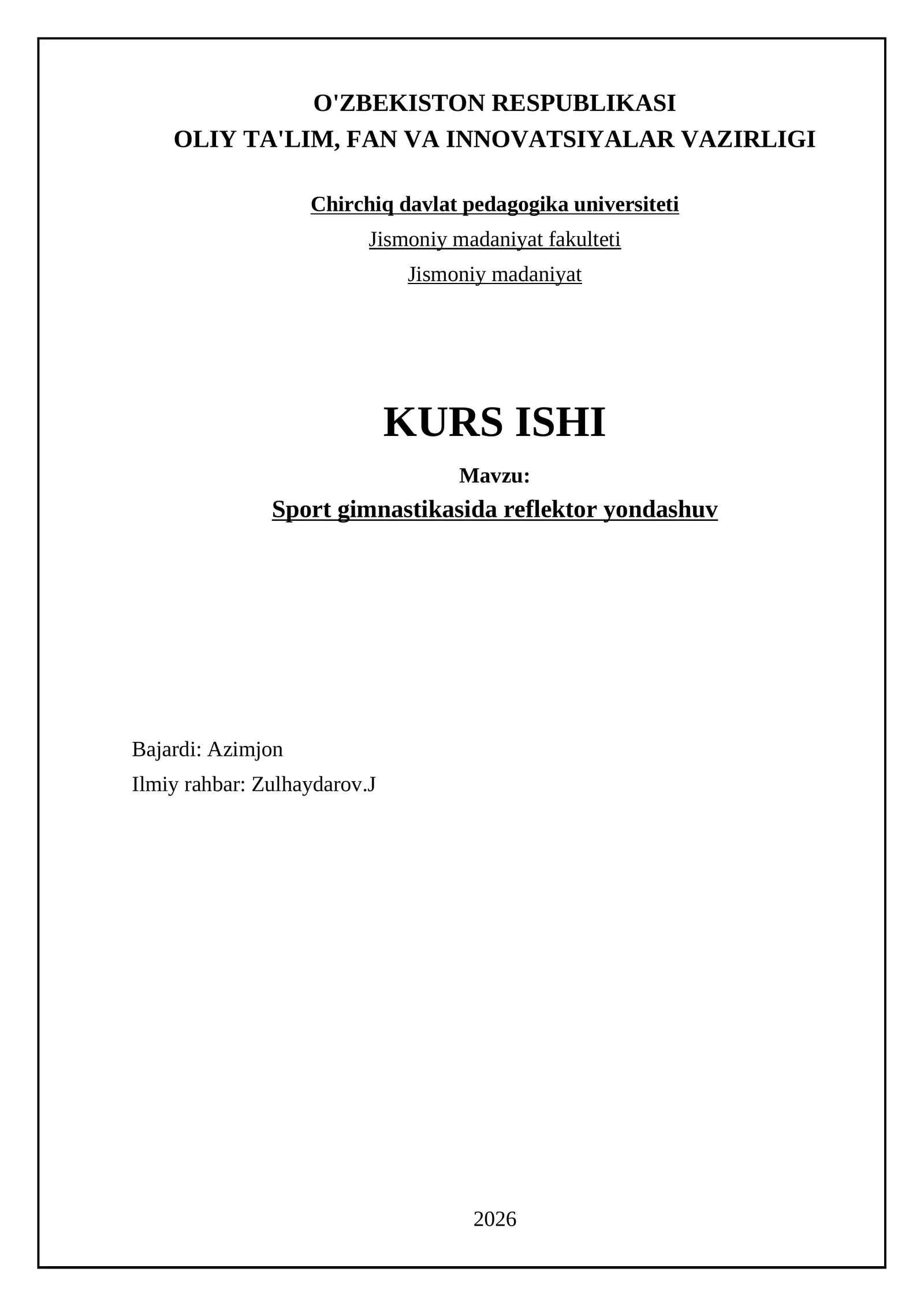 Sport gimnastikasida reflektor yondashuv