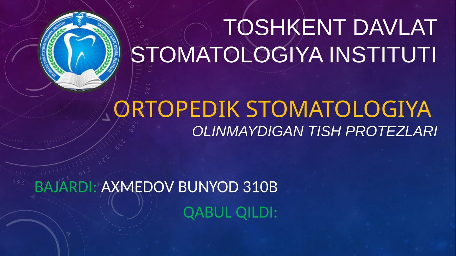 Tish charxlash qoidalari. Charxlash uchun ishlatiladigan asboblar. Ularga bo’lgan talablar. Chaynash bosimik kuchlarining ta’sirini hisobga olgan holda qistirmauchun bo’shliqlarnishakllantirish asoslari. Tishlarning qattiq to’qimalari uchun xavfsizlik zonalari. Charxlash vaqtidayo’l qo’yilishimumkin bo’lgan xatoliklar va asoratlar, ularni oldini olish