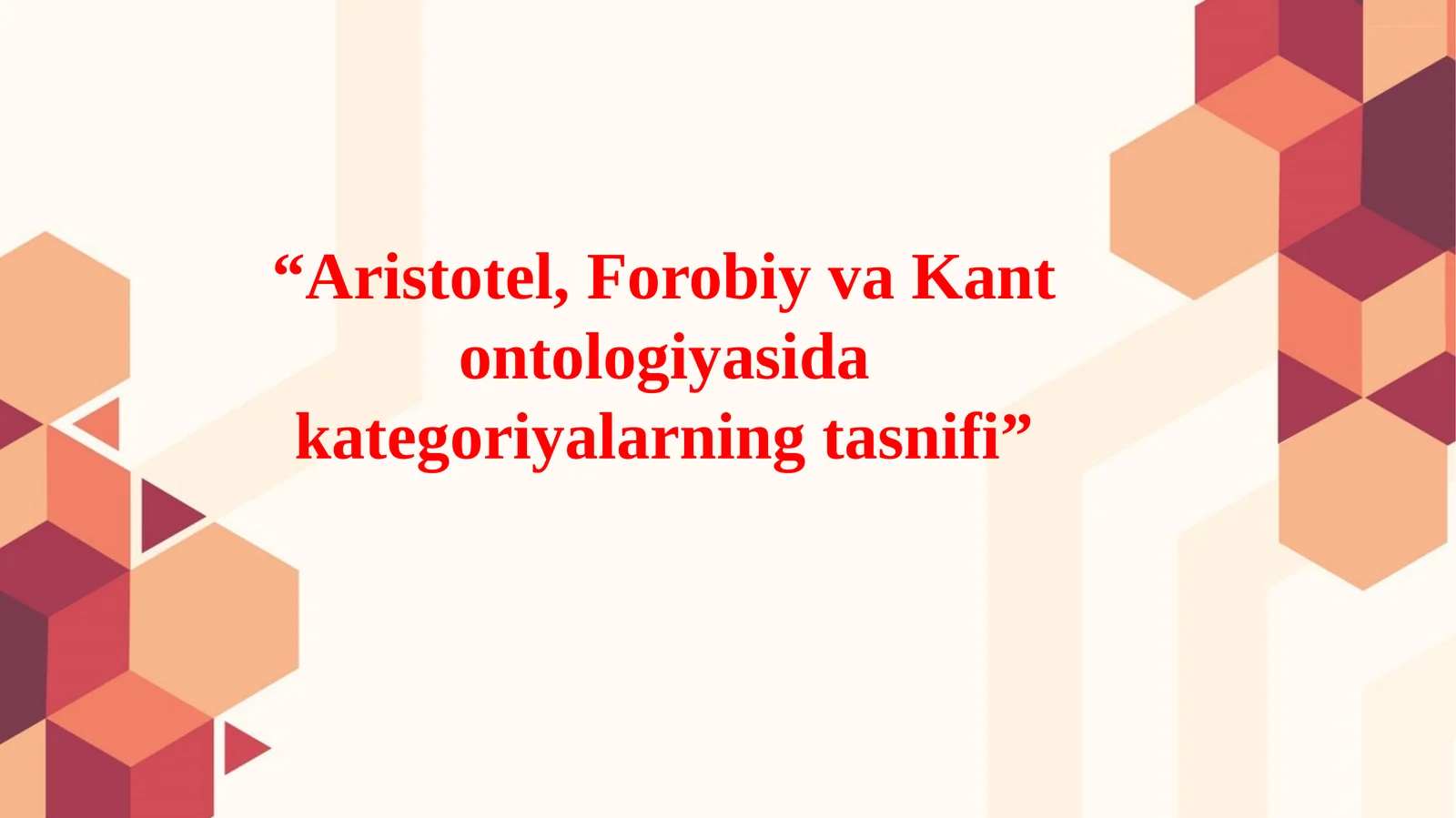 Aristotel, Forobiy va Kant ontologiyasidagi kategoriyalar ning tasnifi