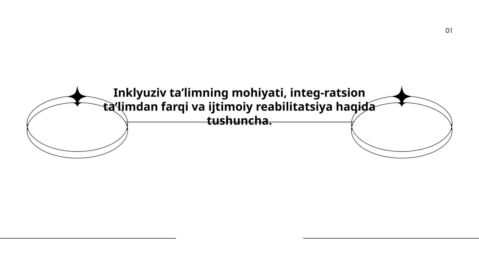 Inklyuziv ta’limning mohiyati, integ-ratsion ta’limdan farqi va ijtimoiy reabilitatsiya haqida tushuncha