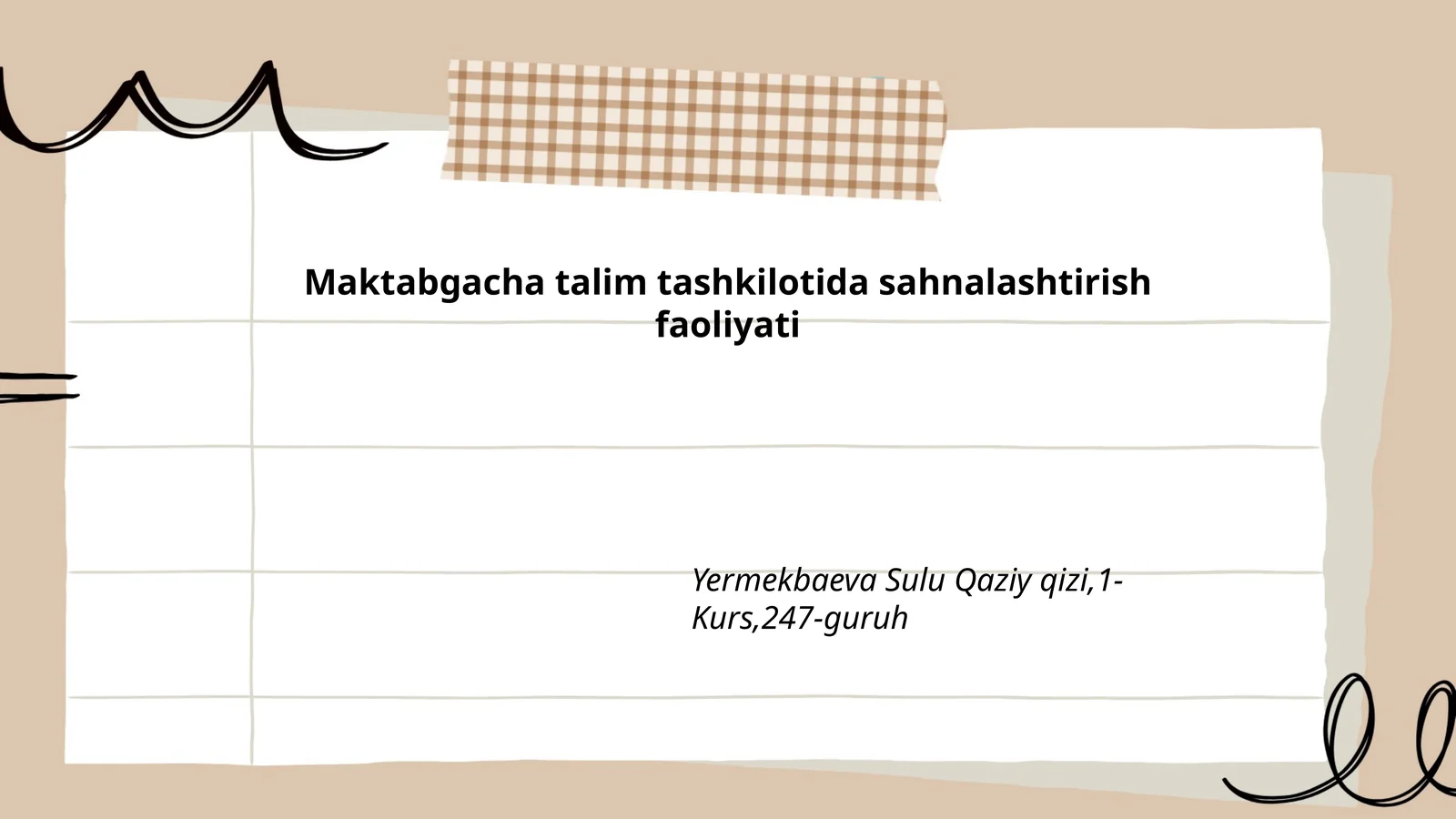 Maktabgacha talim tashkilotida sahnalashtirish faoliyati