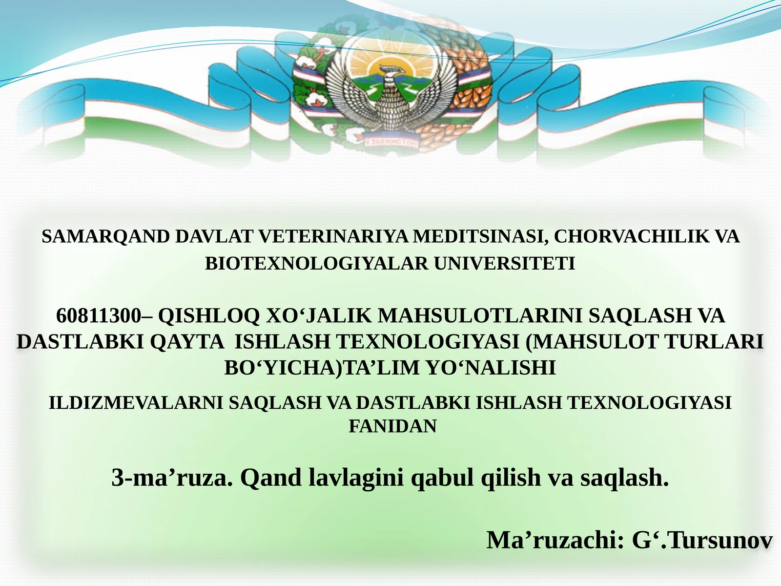 Qand lavlagini qabul qilish va saqlash