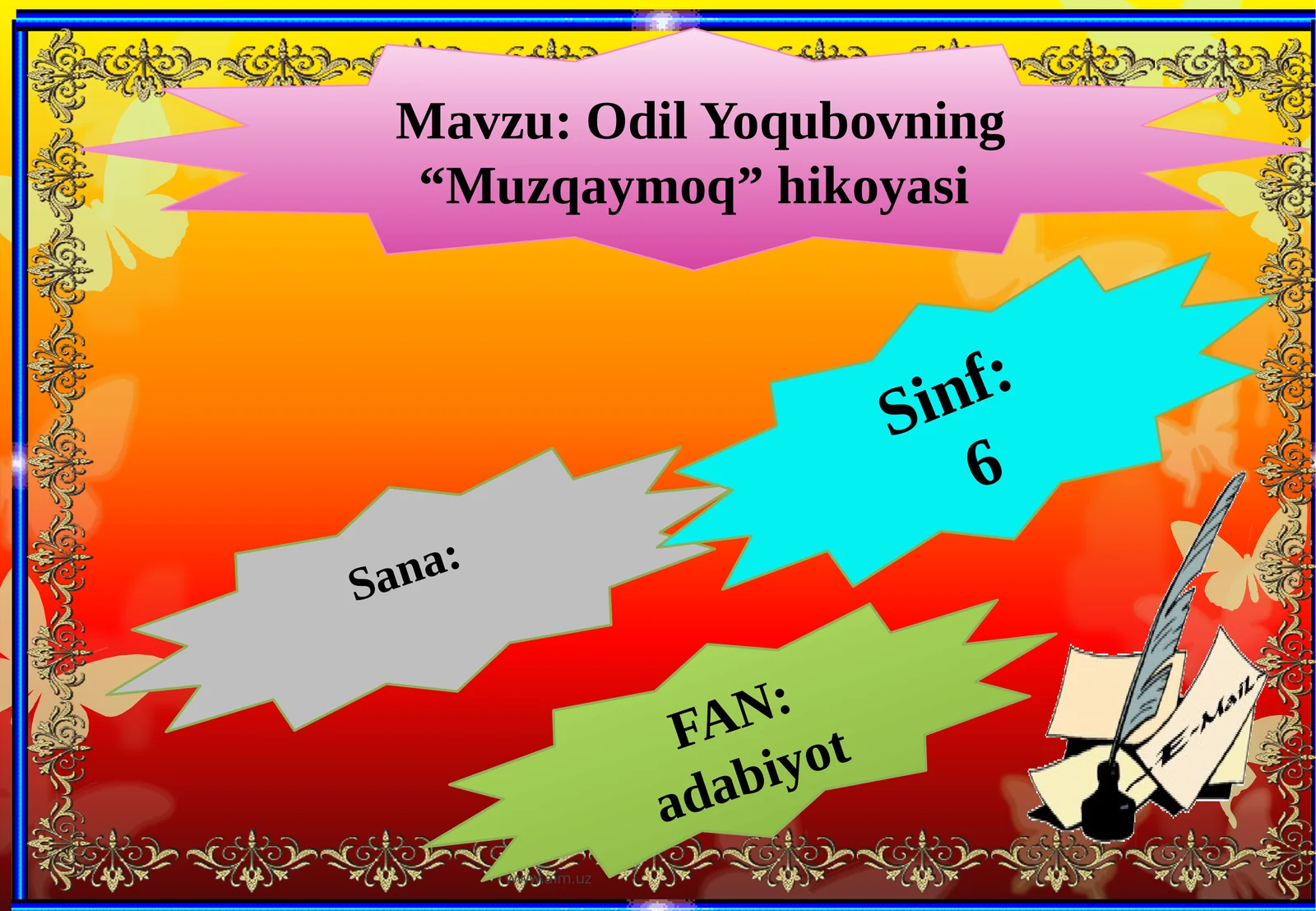 6-sinf Adabiyot fanidan Odil Yoqubov Muzqaymoq hikoyasi dars taqdimoti
