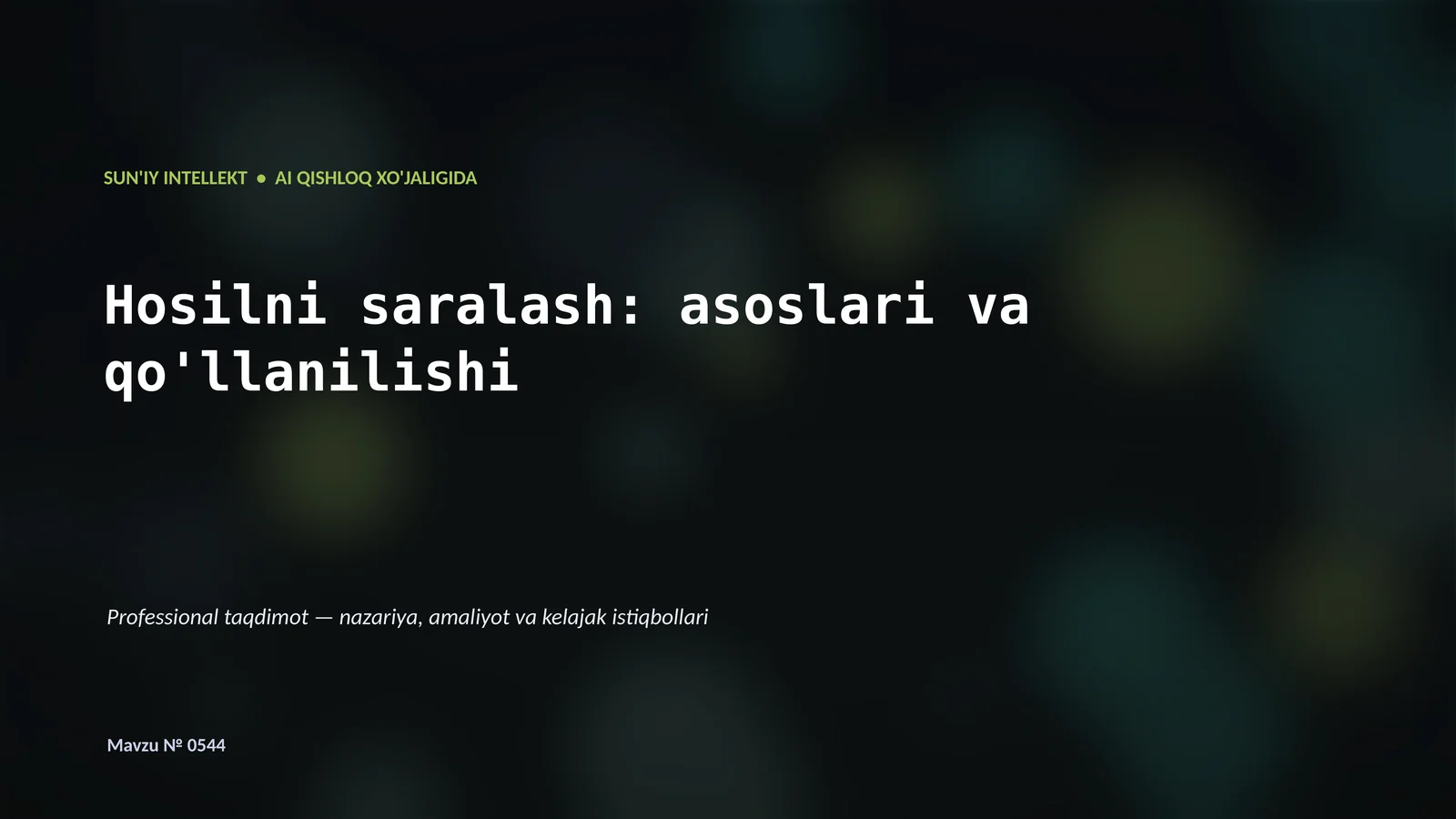 AI qishloq xo'jaligida
