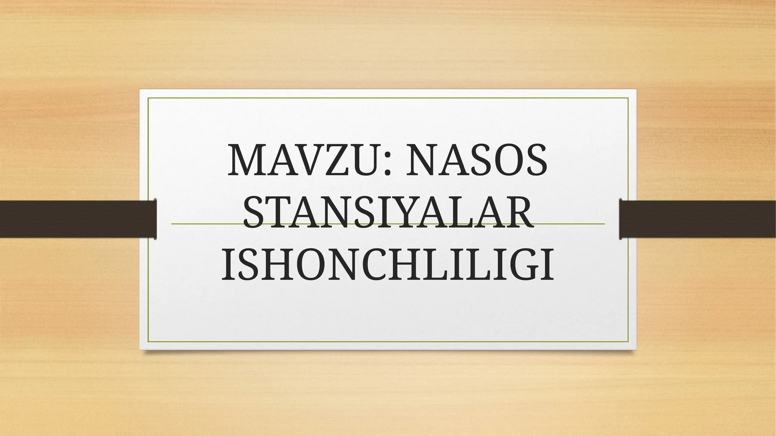 NASOS STANSIYALAR ISHONCHLILIGI