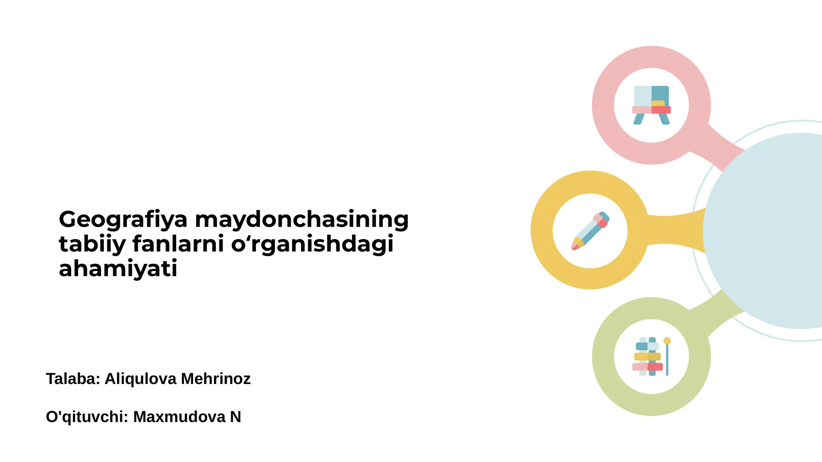 Geografiya maydonchasining tabiiy fanlarni oʻrganishdagi ahamiyati