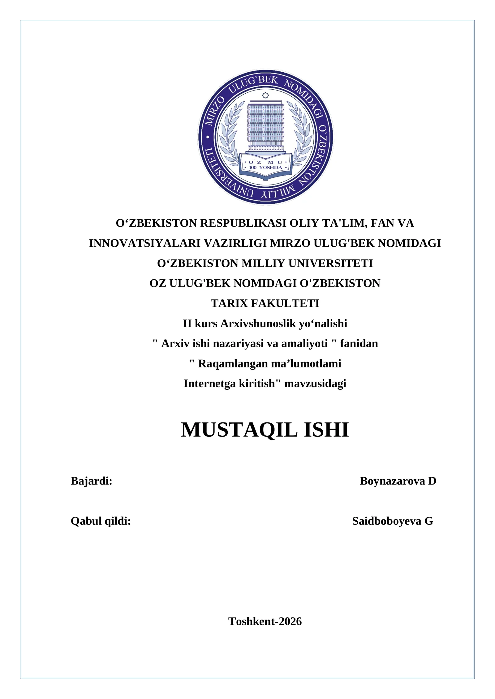Raqamlangan ma’lumotlami Internetga kiritish