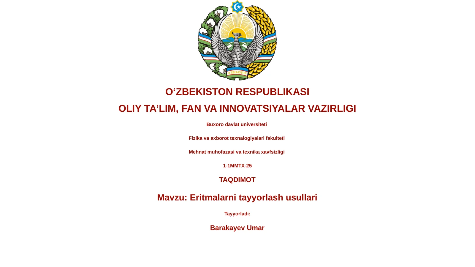 Eritmalarni tayyorlash usullari