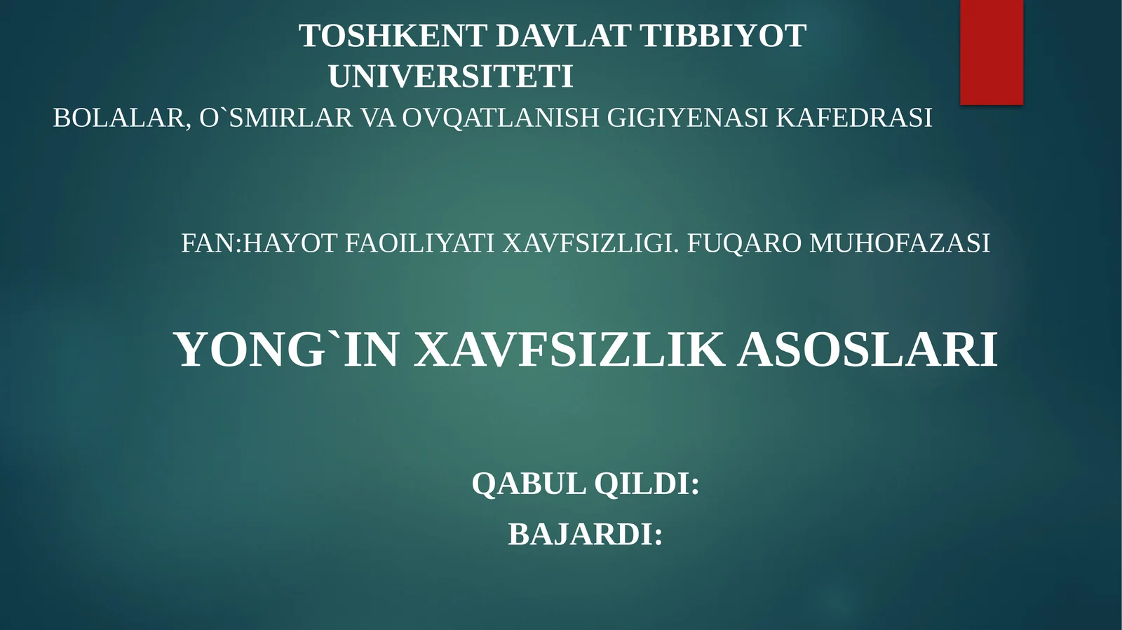 YONG`IN XAVFSIZLIK ASOSLARI