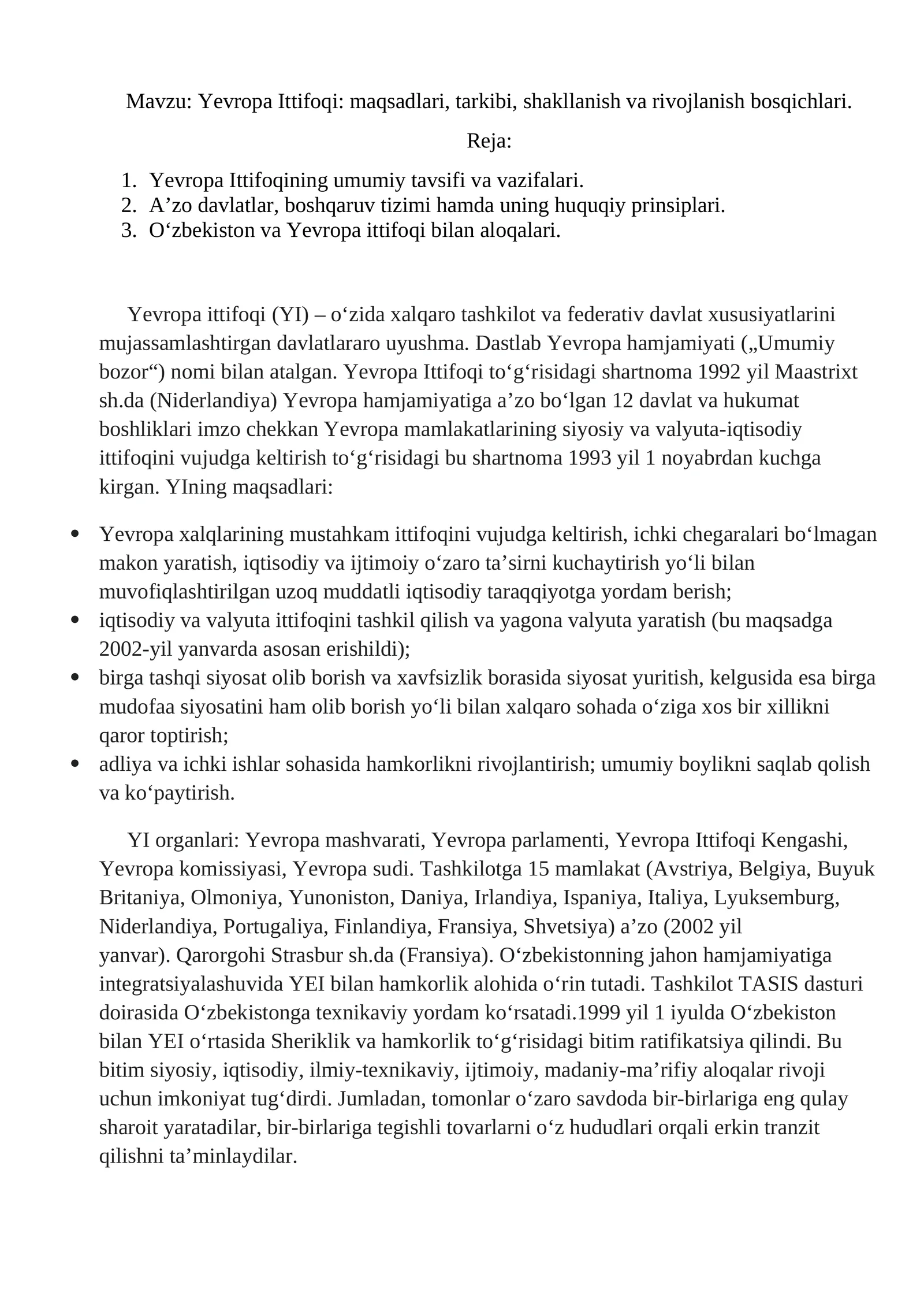 Referat: Yevropa Ittifoqi