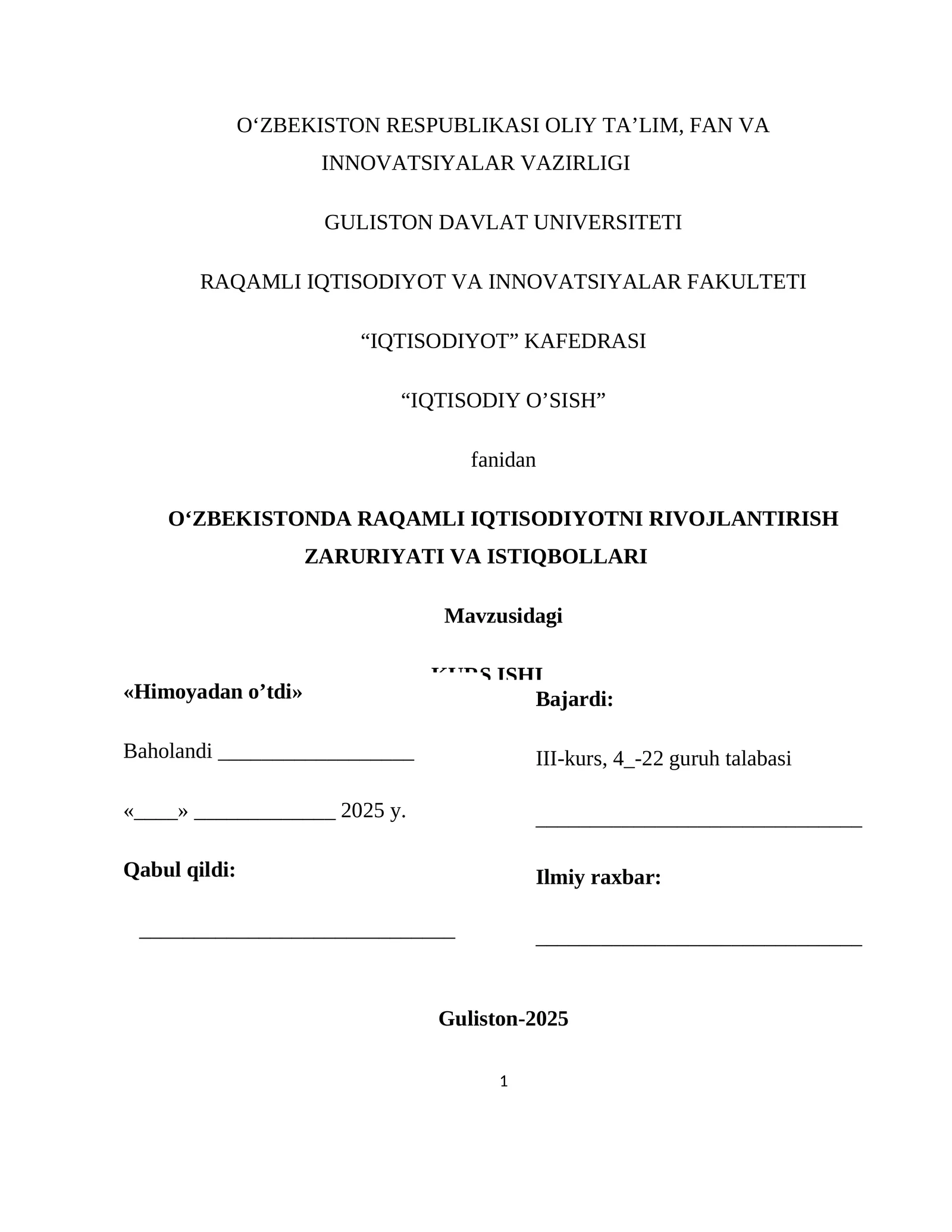 IQTISODIYOTNING RIVOJLANISH ASOSLARI