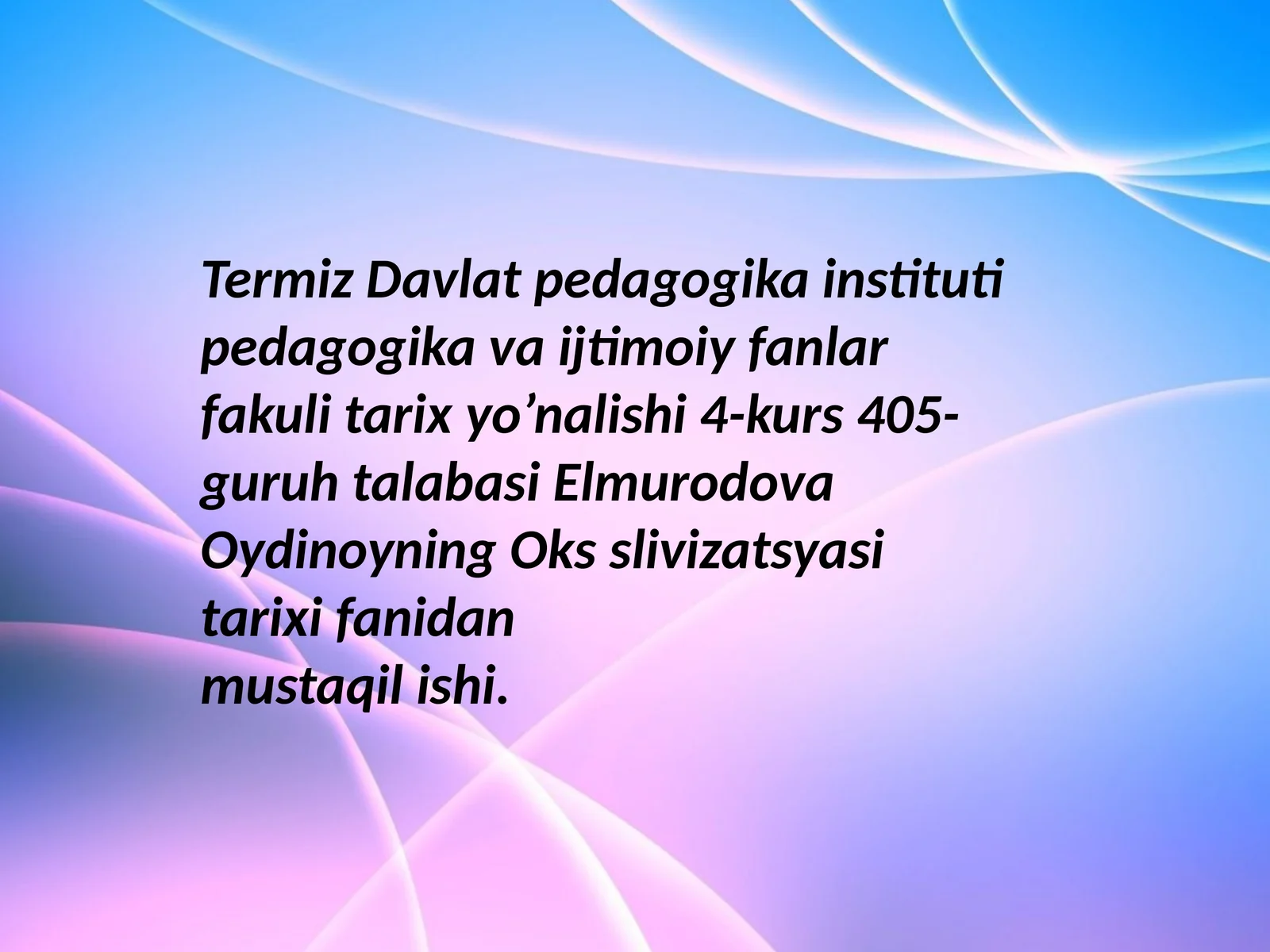 Okssilvizatsiyasiningyozuvtizmi