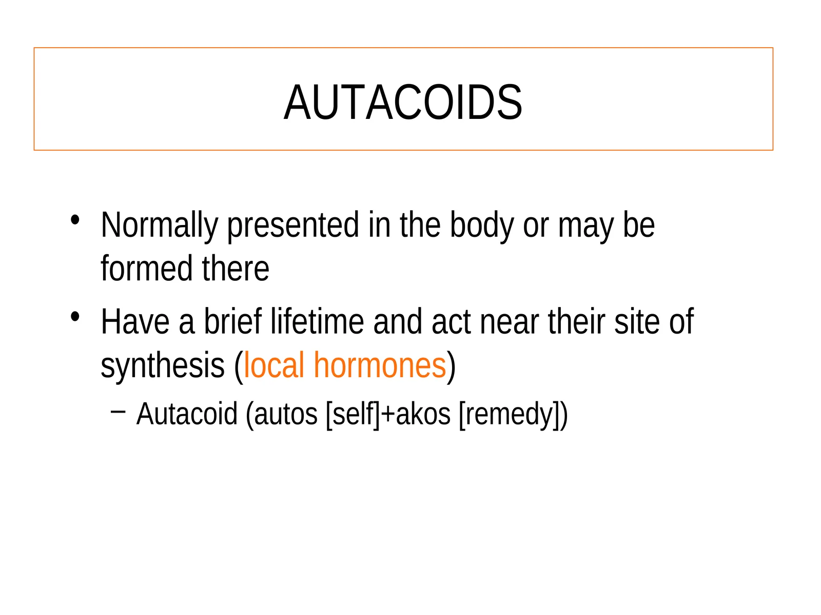 AUTACOIDS
