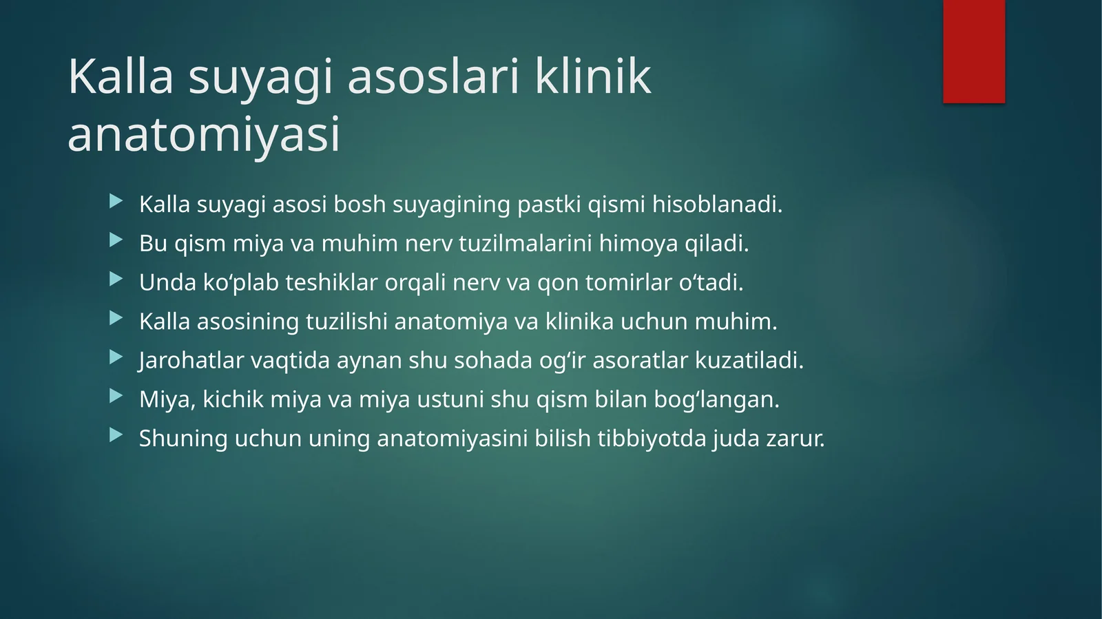 Kalla suyagi asoslari klinik anatomiyasi
