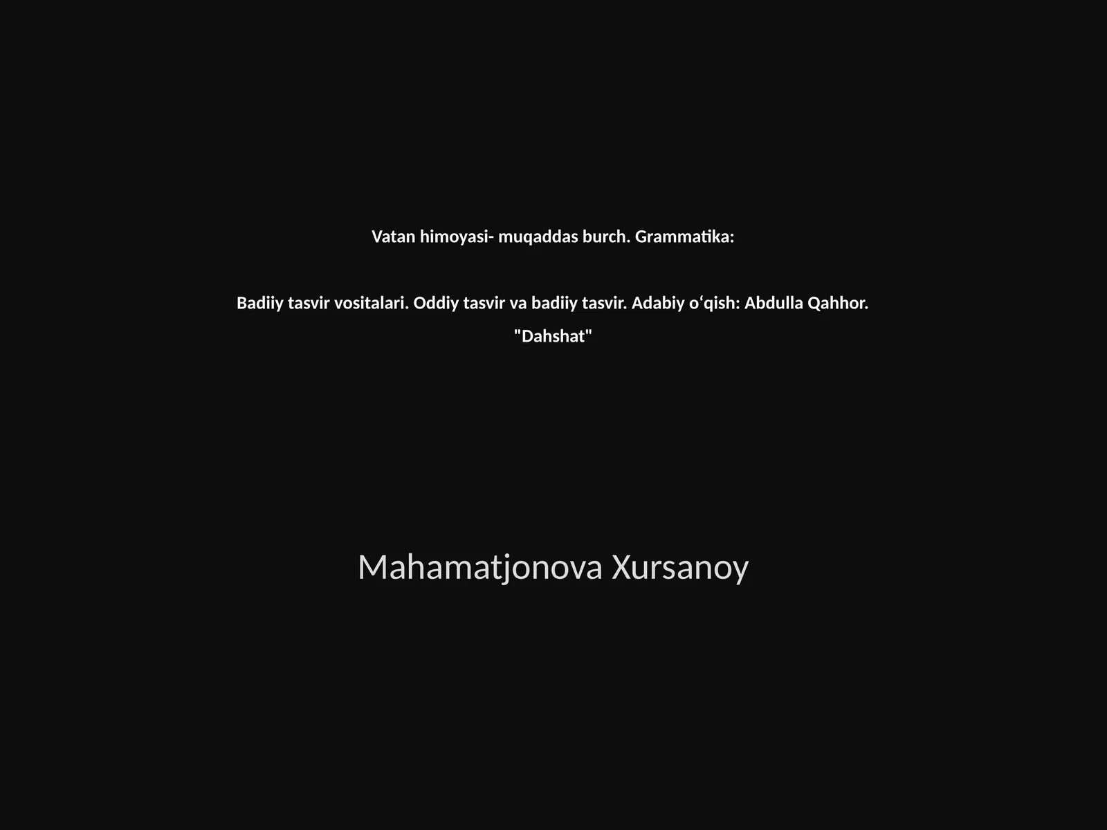 Vatan himoyasi- muqaddas burch