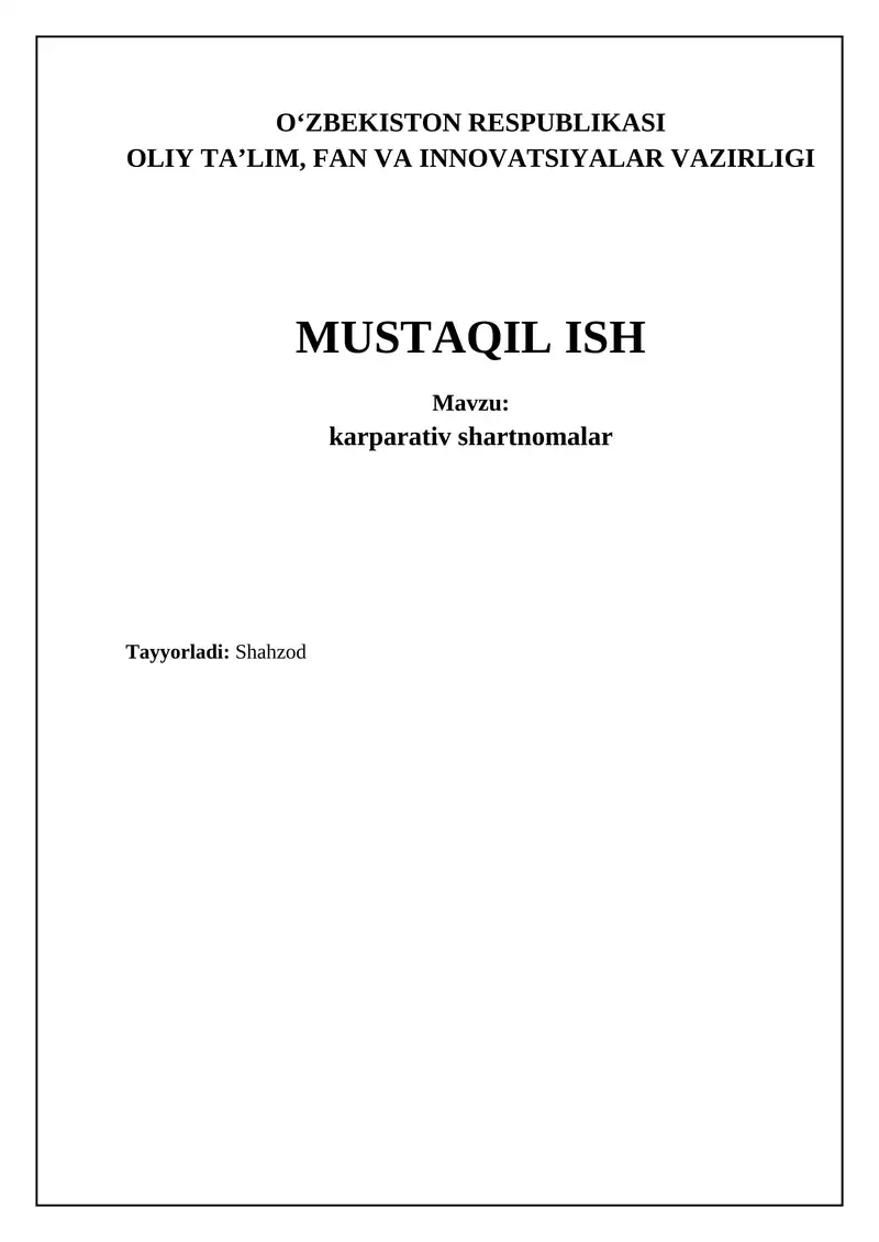 Korparativ shartnomalar