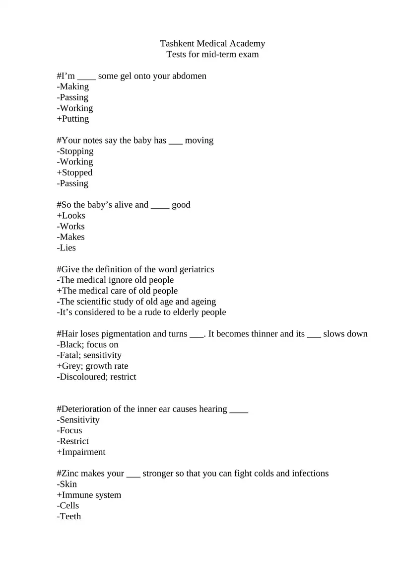 Tests for mid-term exam
