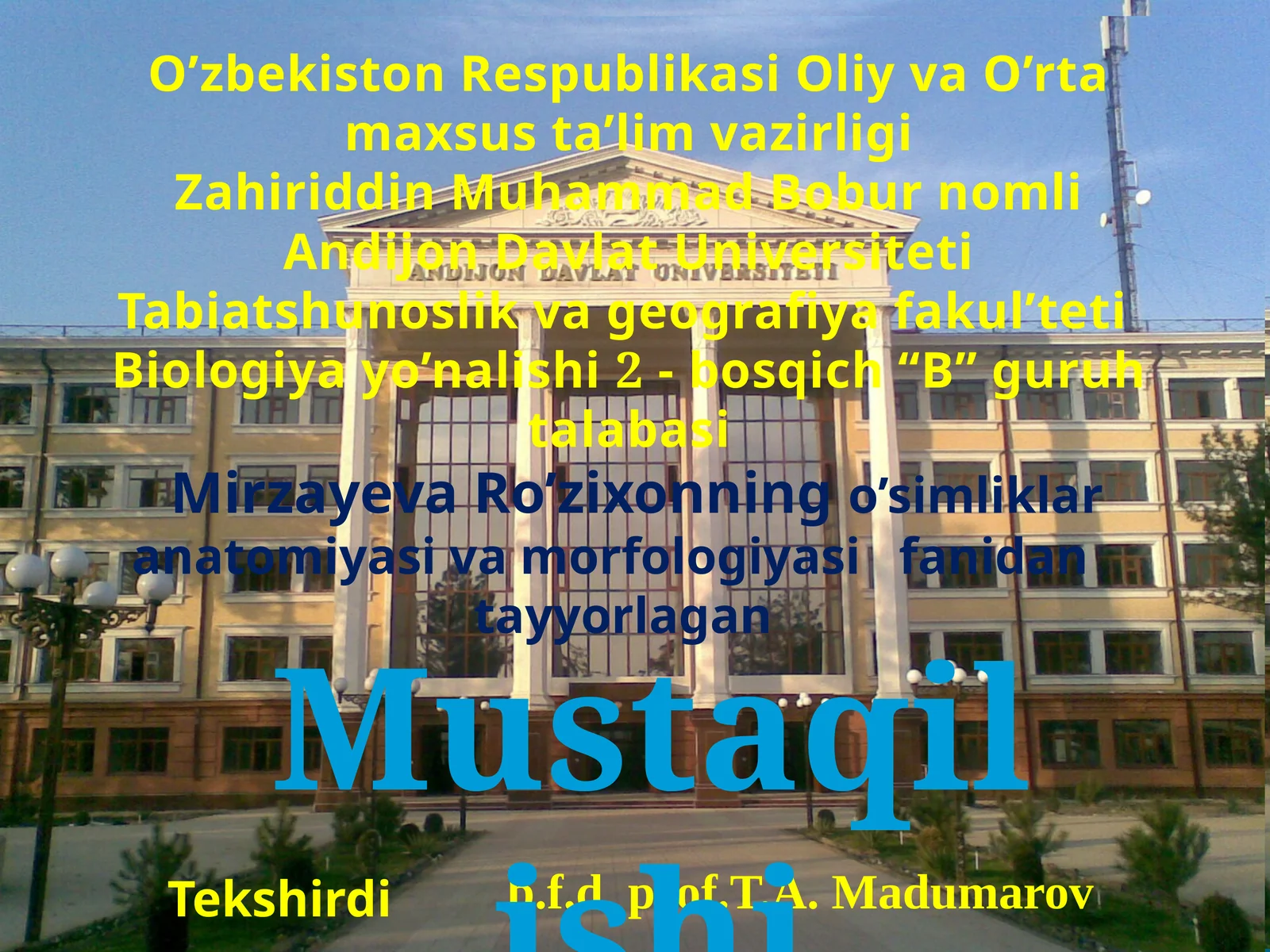 O`SISH VA SHOXLANISH