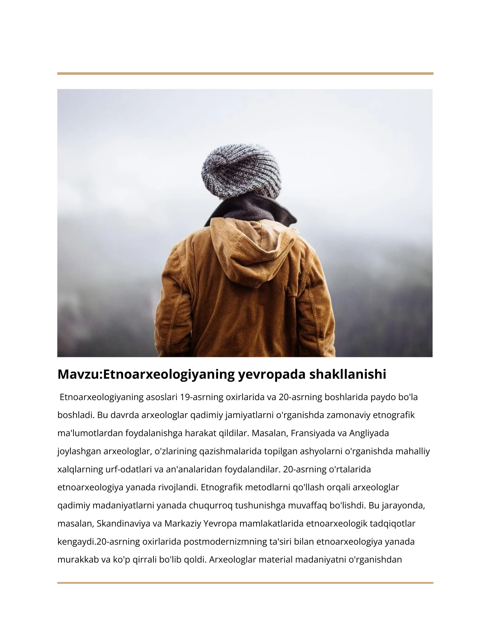 Etnoarxeologiyaning yevropada shakllanishi