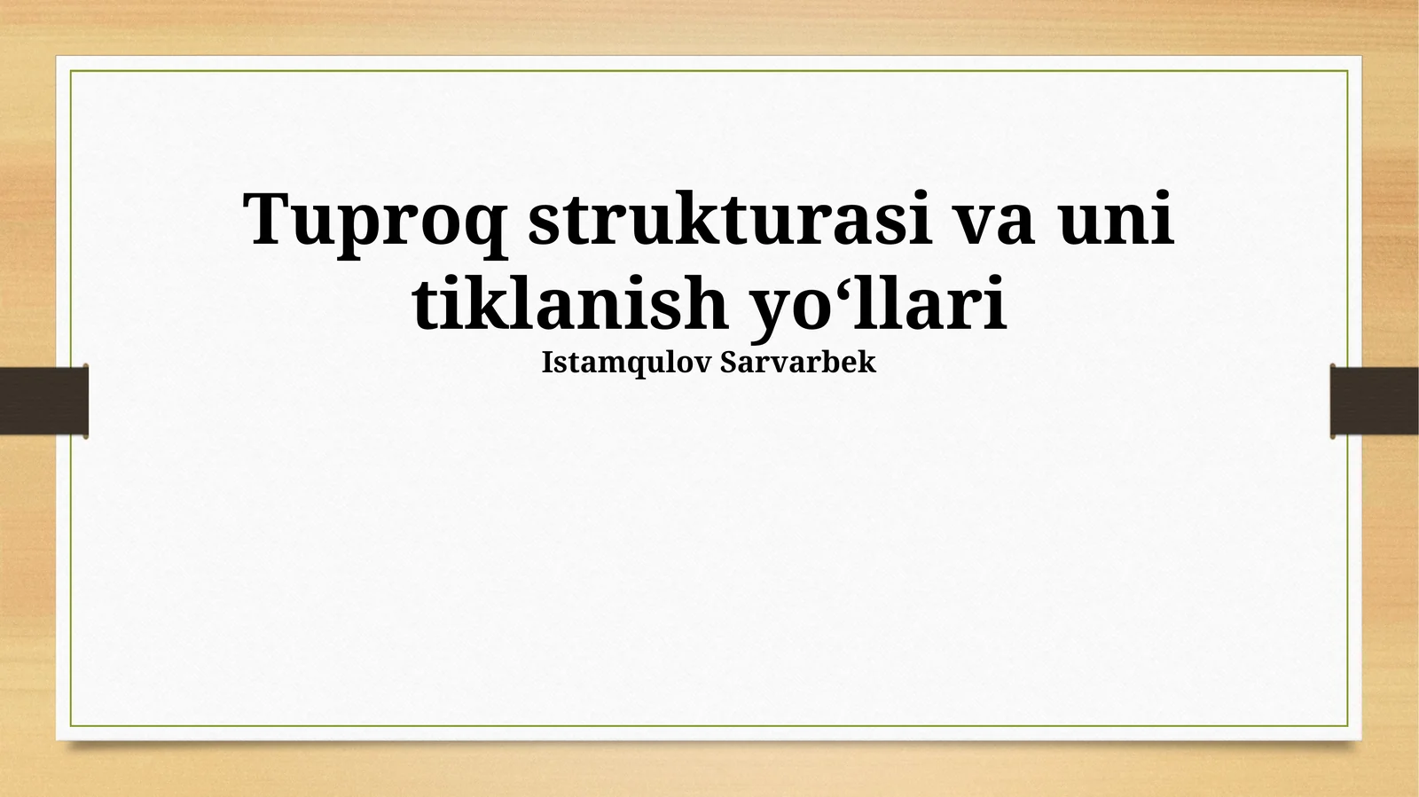 Tuproq strukturasi va uni tiklanish yoʻllari