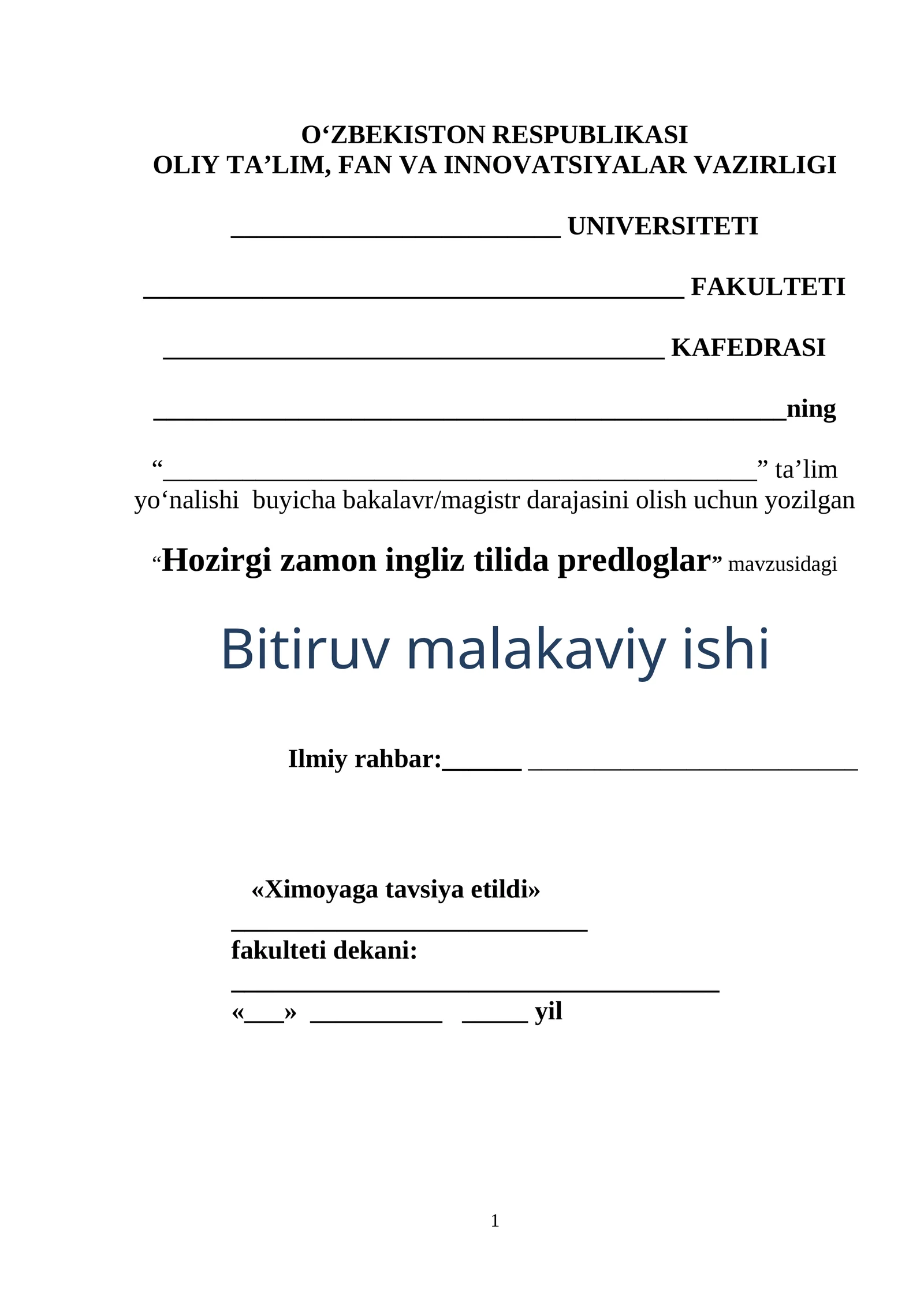 Hozirgi zamon ingliz tilida predloglar