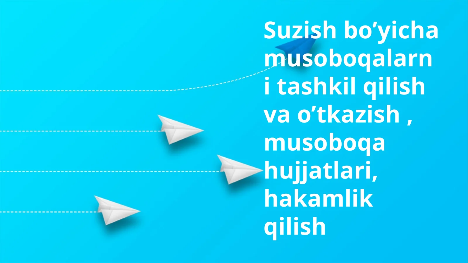Suzish bo’yicha musoboqalarni tashkil qilish va o’tkazish, musoboqa hujjatlari, hakamlik qilish