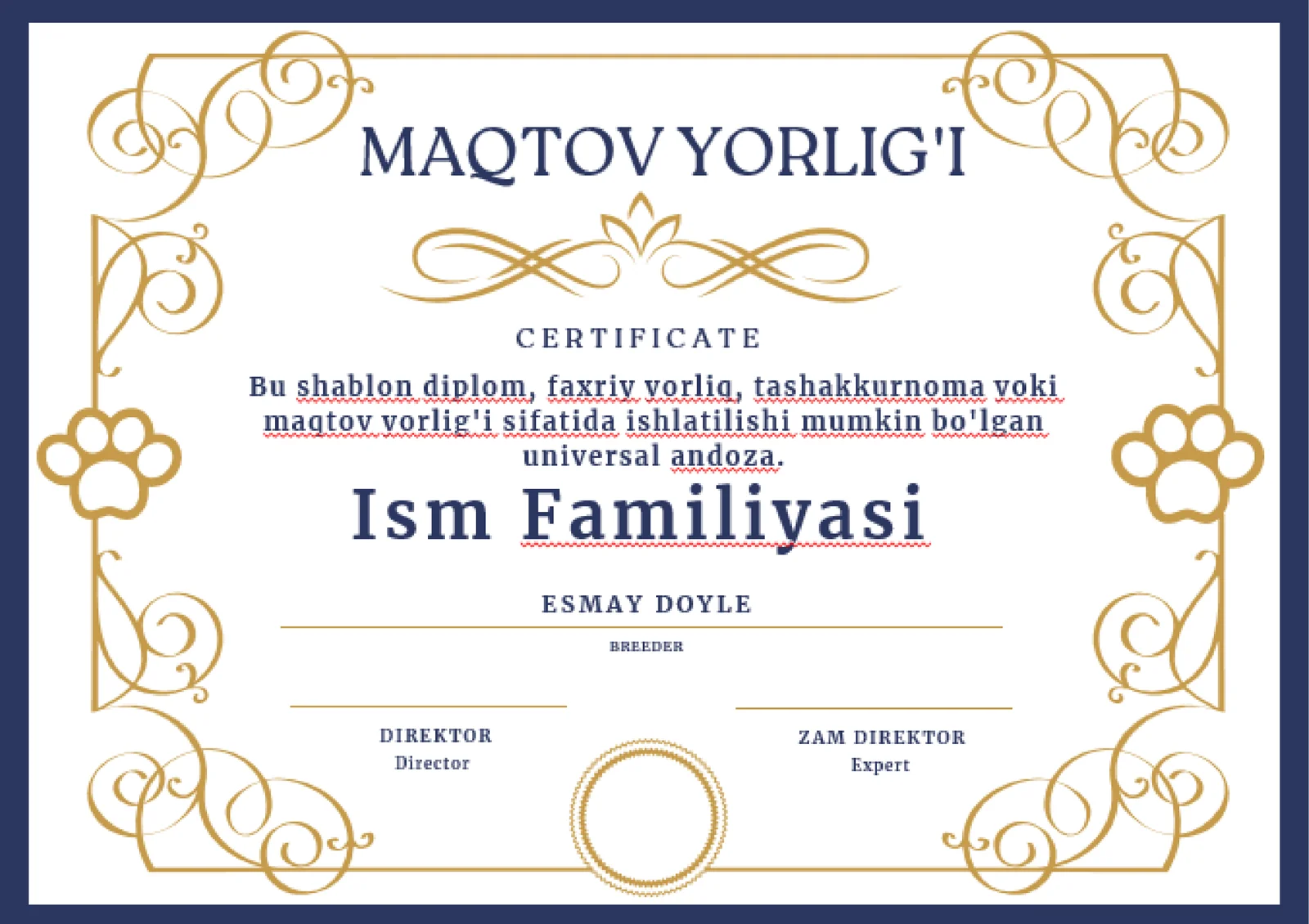 MAQTOV YORLIG'I