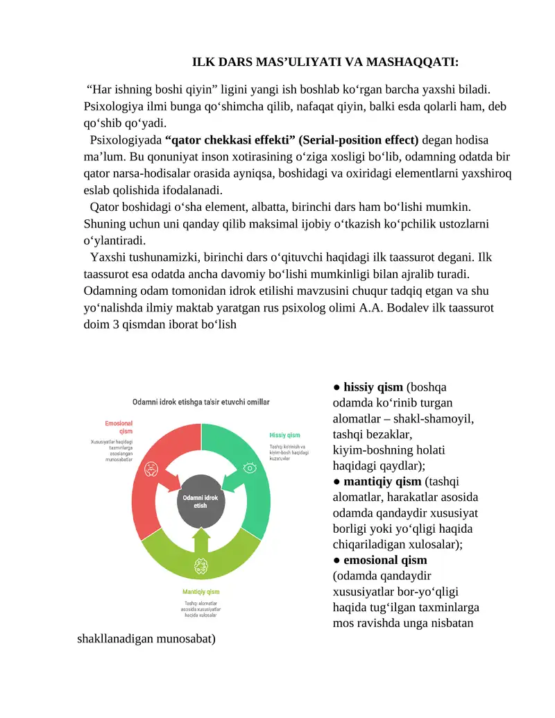ILK DARS MASTER-KLASS