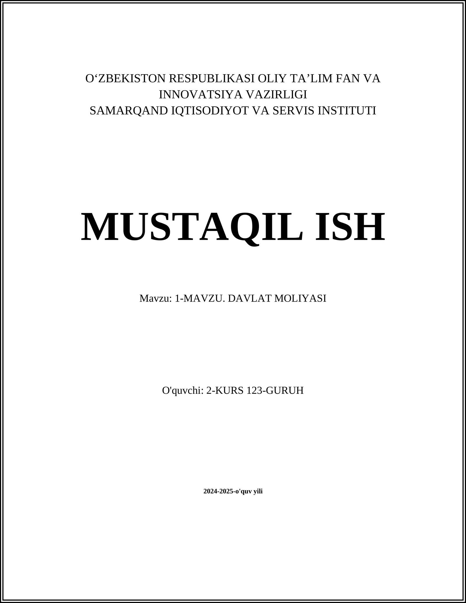 DAVLAT MOLIYASI