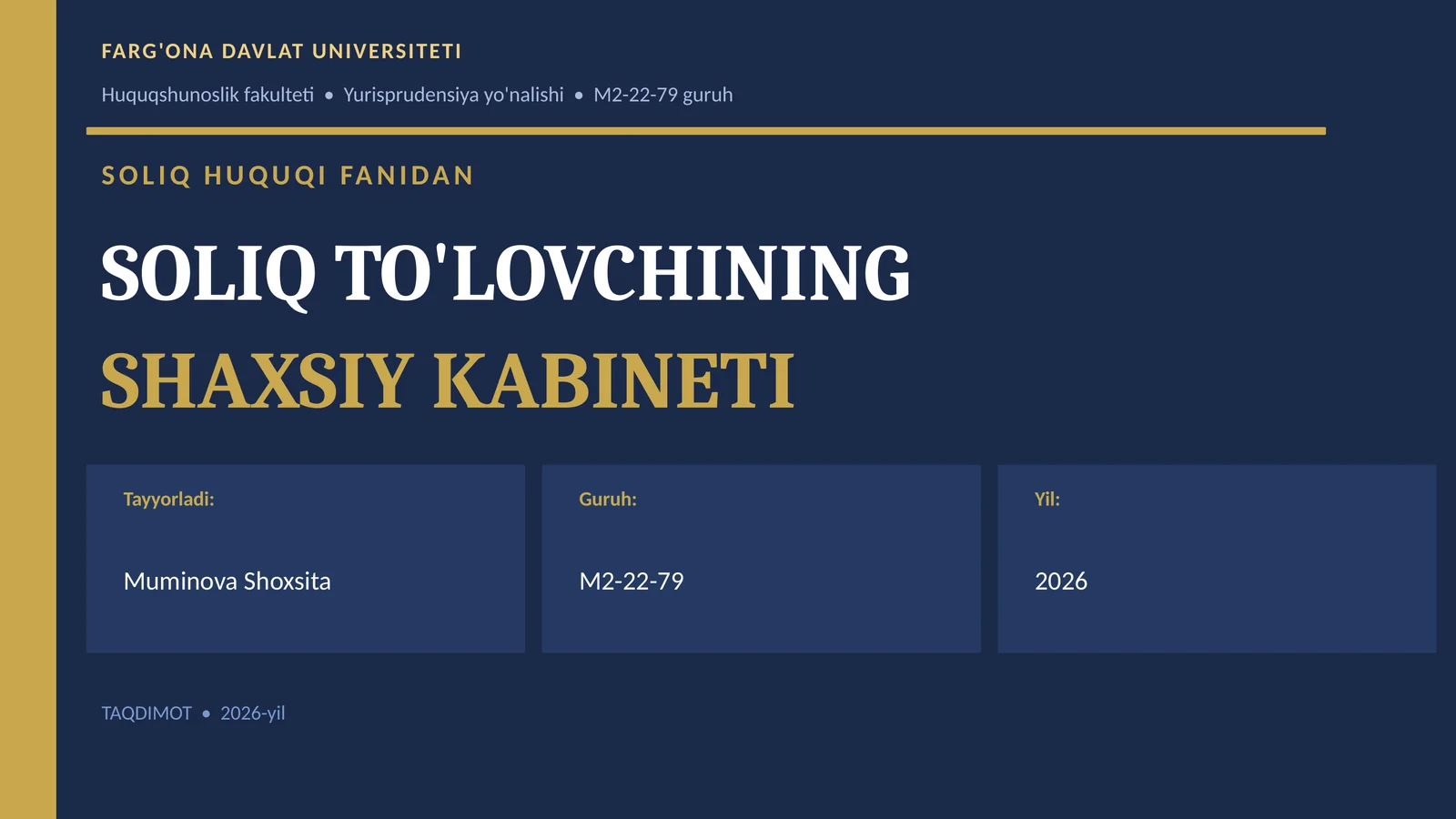 SOLIQ TO'LOVCHINING SHAXSIY KABINETI