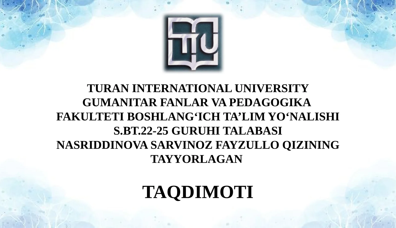 Ozkomplektlangan maktablarda Tabiiy fanlar darslarini loyihalash