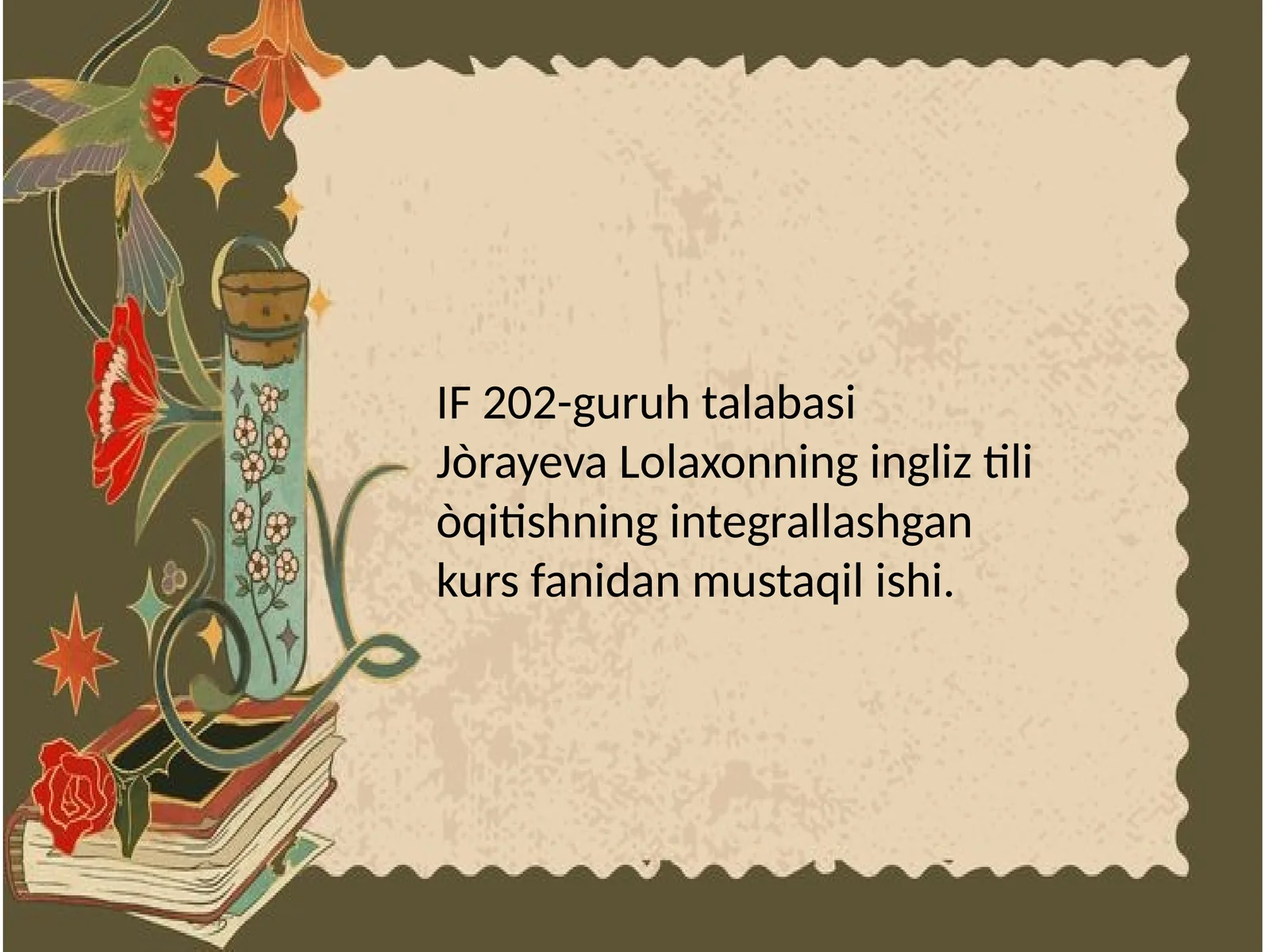 ingliztiliòqitishningintegrallashgankursfanidanmustaqilishi