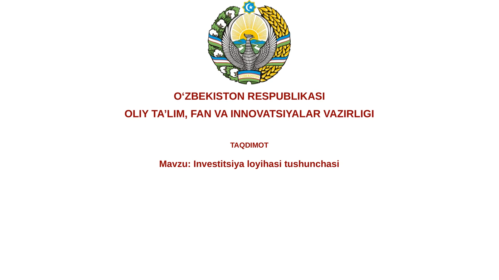 Investitsiyaloyihasitushunchasi