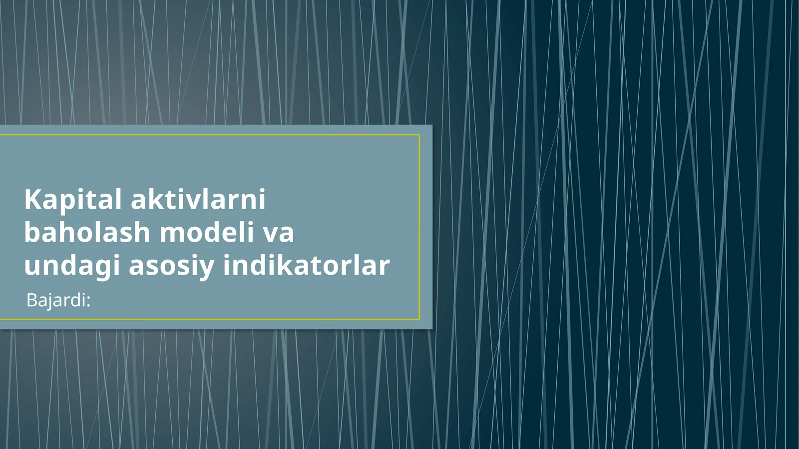 Kapital aktivlarni baholash modeli va undagi asosiy indikatorlar