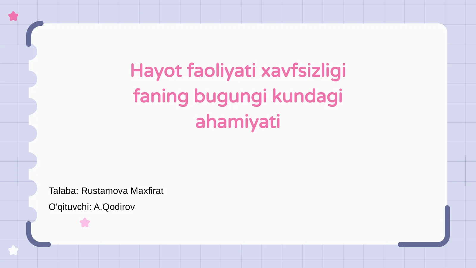 Hayot faoliyati xavfsizligi fanining ahamiyati