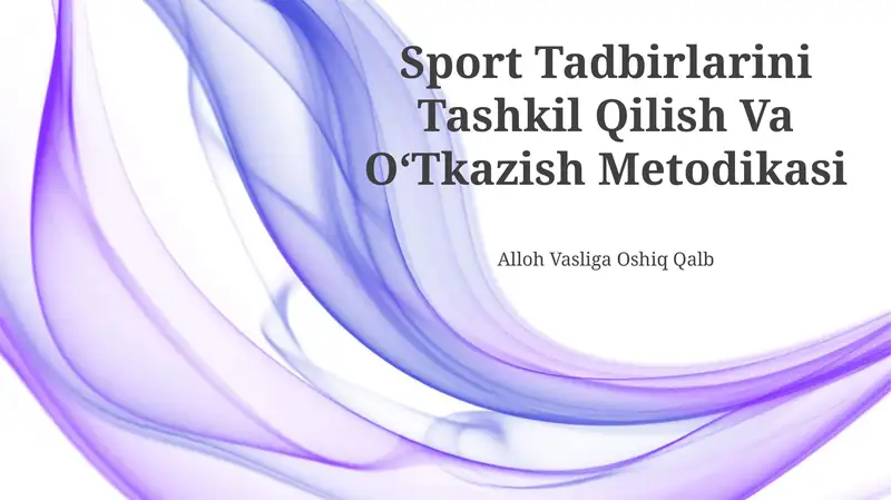 Sport Tadbirlarini Tashkil Qilish Va OʻTkazish Metodikasi