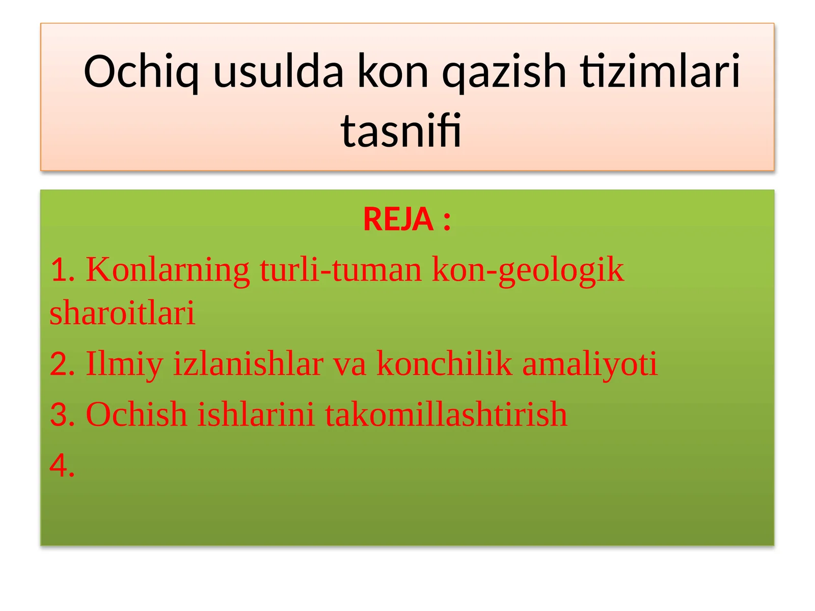 Konlarning turli-tuman kon-geologik sharoitlari