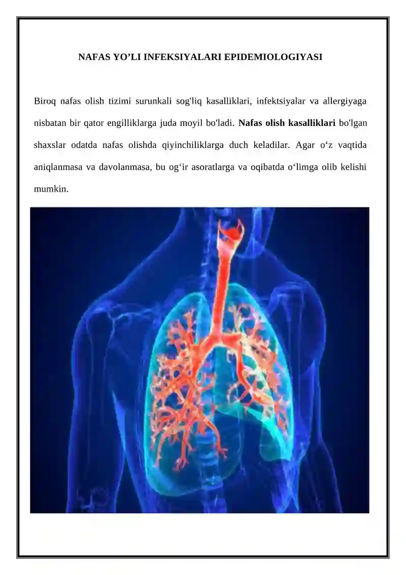 NAFAS YO’LI INFEKSIYALARI EPIDEMIOLOGIYASI