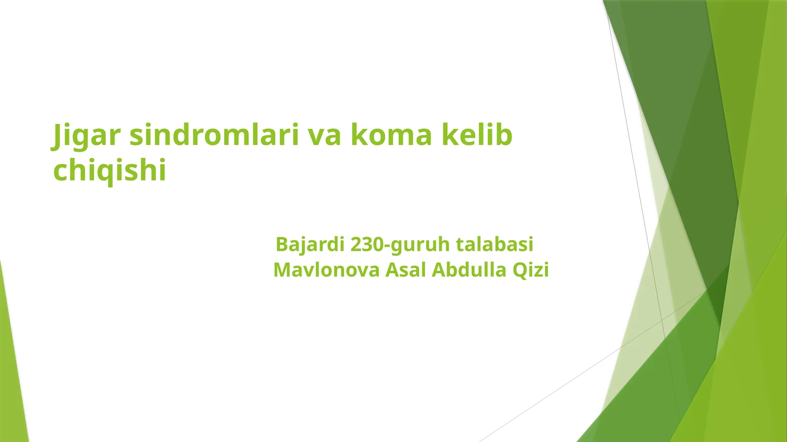 Jigarsindromlari vakomakelibchiqishi