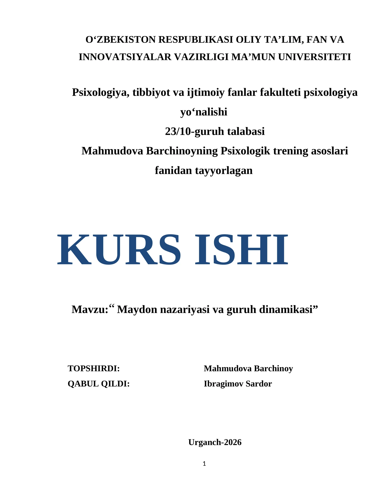 Maydon nazariyasi va guruh dinamikasi