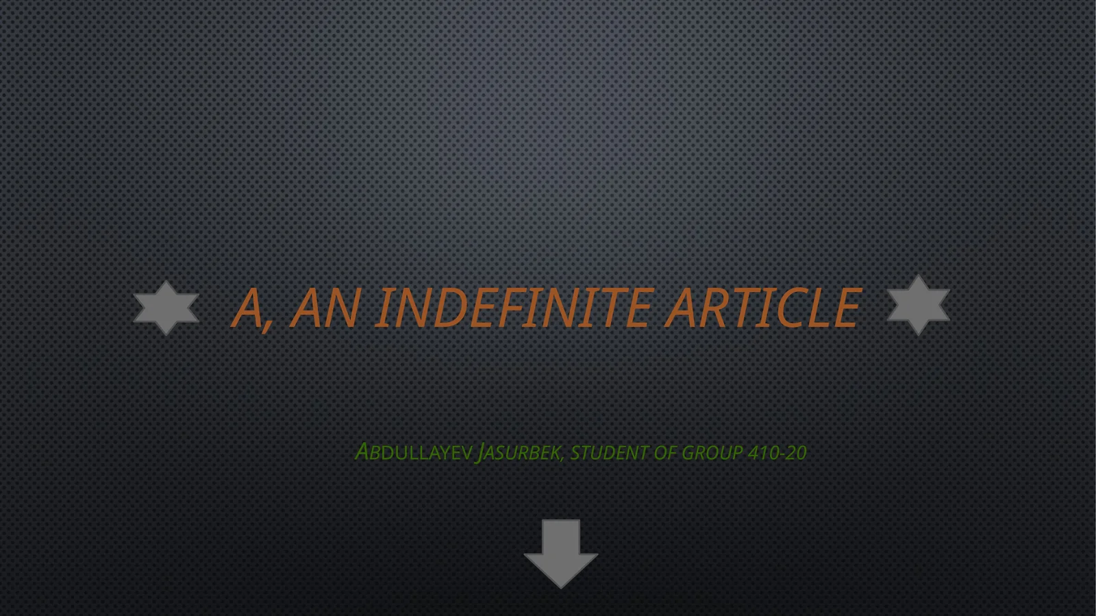 A, an indefinite article