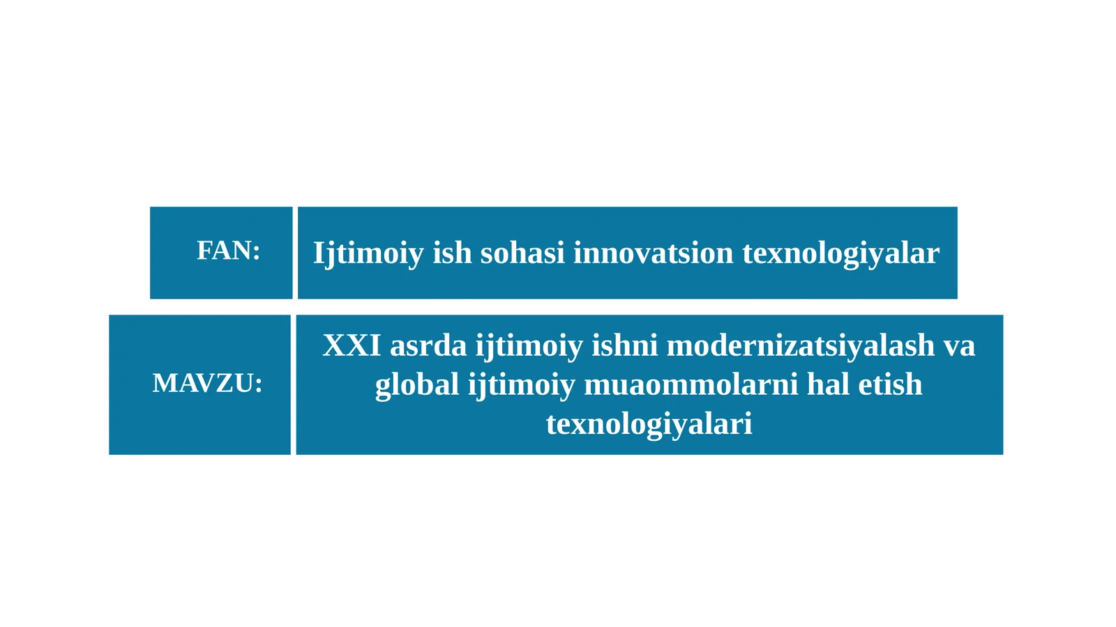 XXI asrda ijtimoiy ishni modernizatsiyalash va global ijtimoiy muaommolarni hal etish texnologiyalar
