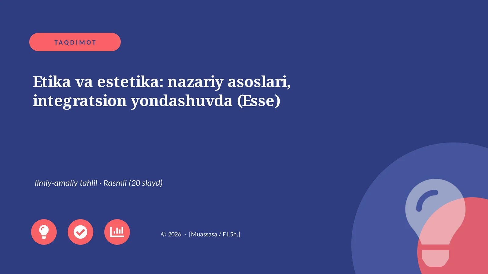 Etika va estetika: nazariy asoslari, integratsion yondashuvda (Esse)