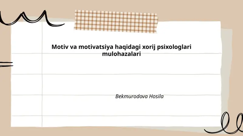 Abraham Maslowning ehtiyojlar ierarxiyasi va motivatsiya