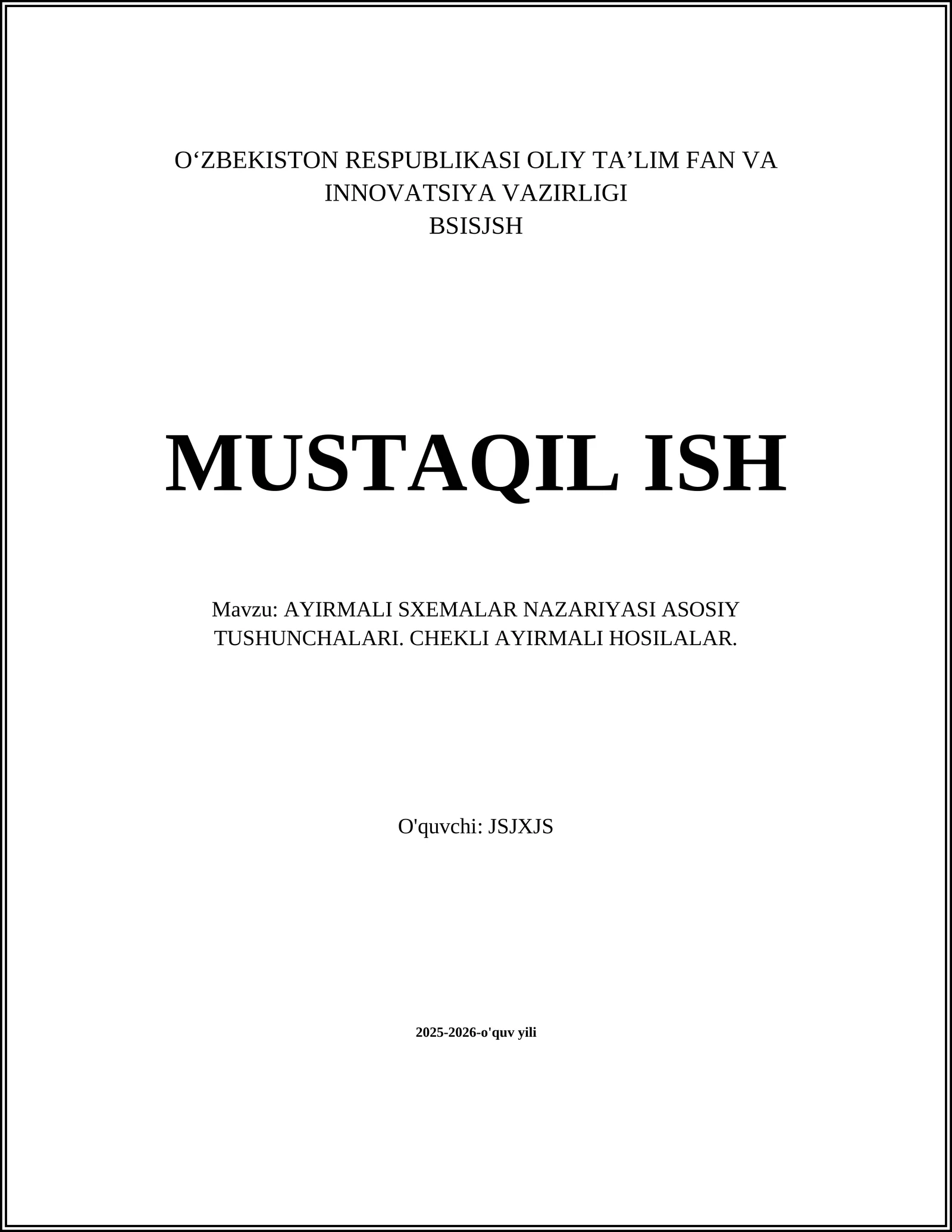 AYIRMALI SXEMALAR NAZARIYASI ASOSIY TUSHUNCHALARI