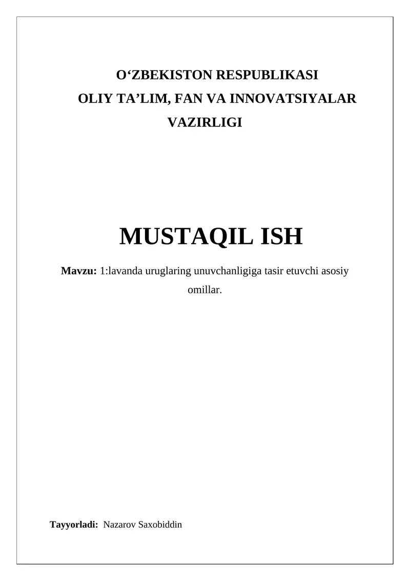 Lavanda urug'lari unuvchanligi