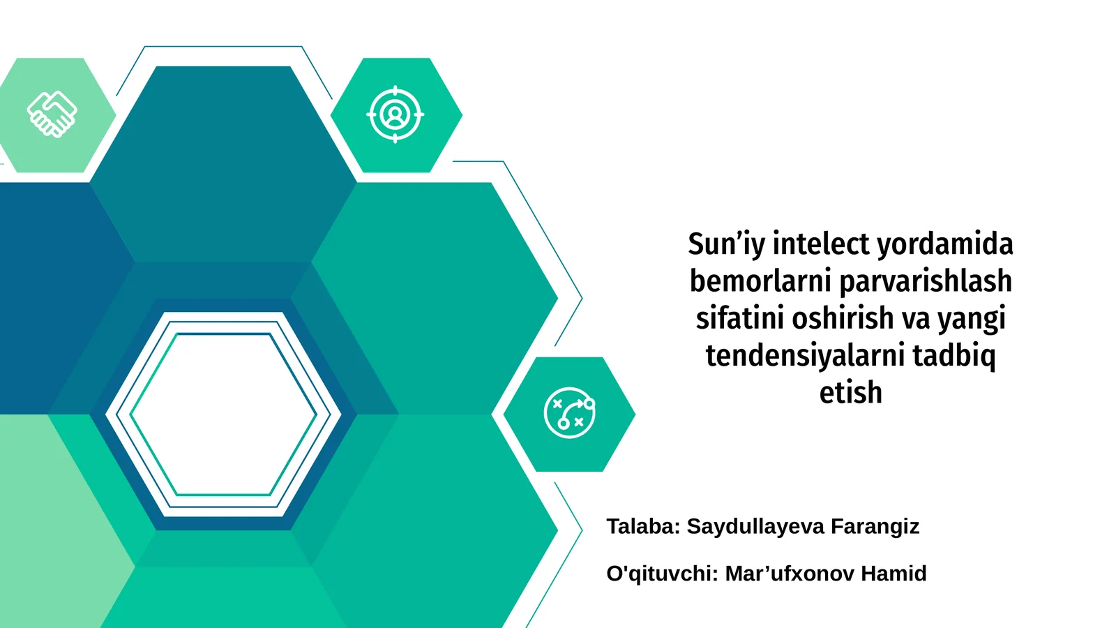 Sun’iy intellekt yordamida bemorlarni parvarishlash sifatini oshirish va yangi tendensiyalarni tadbiq etish