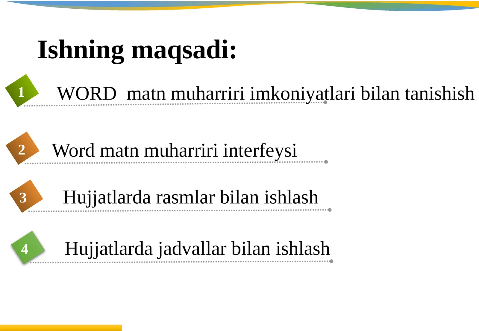 VORD WORD matn muharriri imkoniyatlari bilan tanishish