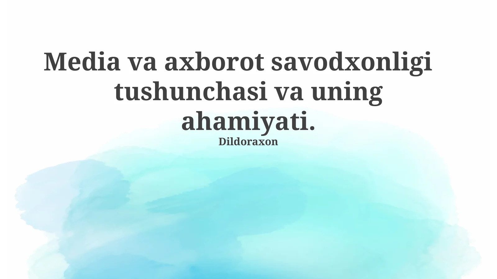 Media va axborot savodxonligi